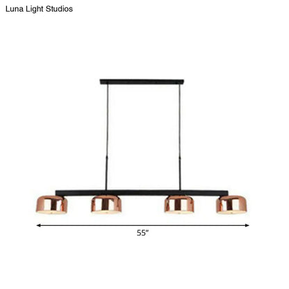 Modern rose gold & black 4-light pendant – dining room light fixture