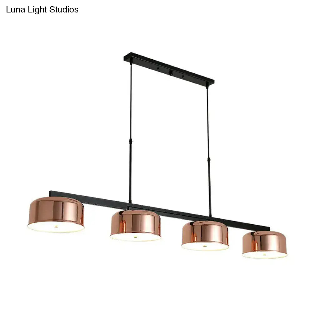 Modern rose gold & black 4-light pendant – dining room light fixture