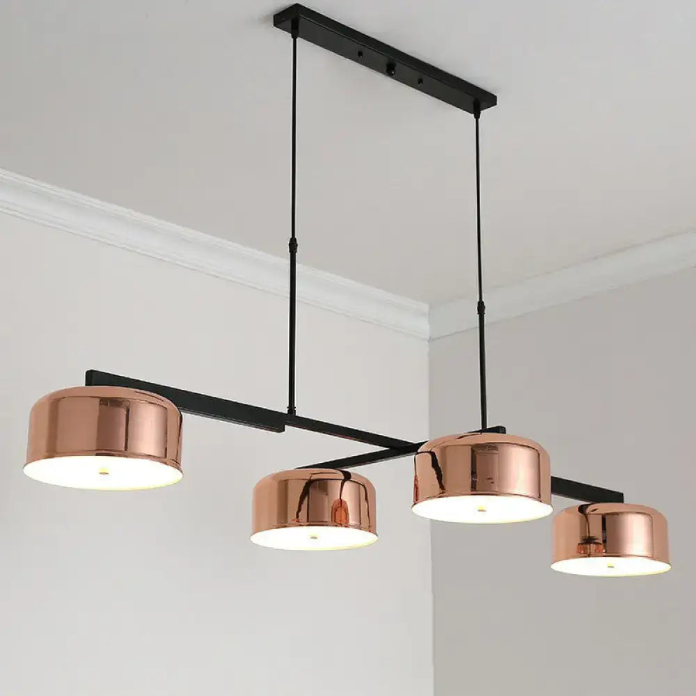 Modern rose gold & black 4-light pendant – dining room light fixture