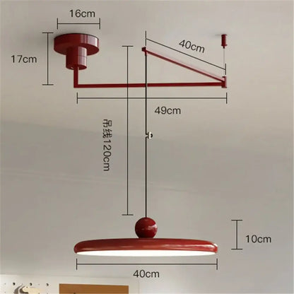 Modern red rotatable led pendant light – kitchen adjustable arm