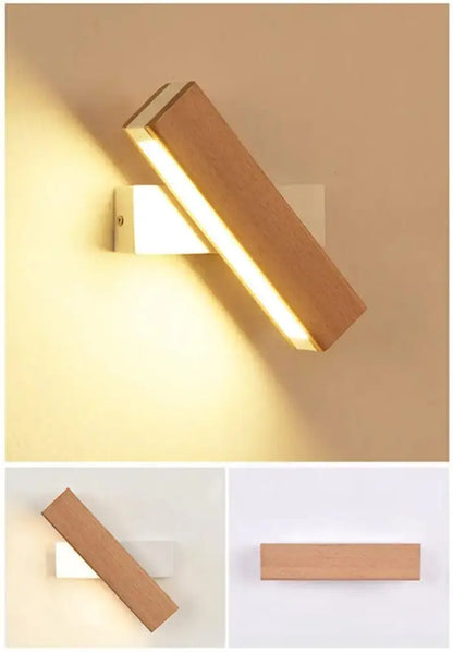 Modern rotated led wooden wall sconces bedroom light