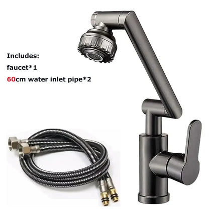 Modern matte black rotating dual-mode faucet kitchen mechanical arm