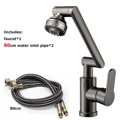 Modern matte black rotating dual-mode faucet kitchen mechanical arm