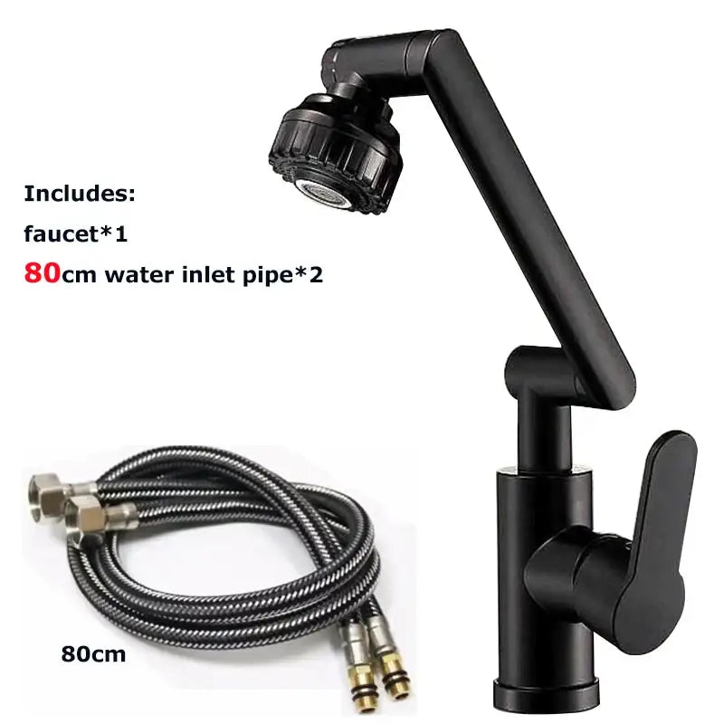 Modern matte black rotating dual-mode faucet kitchen mechanical arm