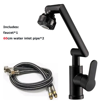 Modern matte black rotating dual-mode faucet kitchen mechanical arm