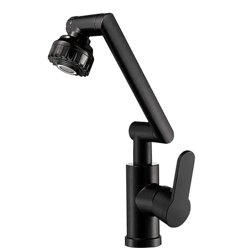 Modern matte black rotating dual-mode faucet kitchen mechanical arm