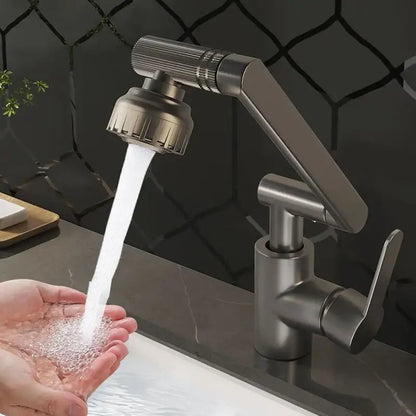 Modern matte black rotating dual-mode faucet kitchen mechanical arm