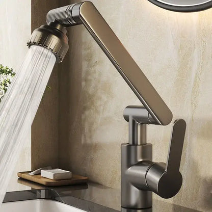 Modern matte black rotating dual-mode faucet kitchen mechanical arm