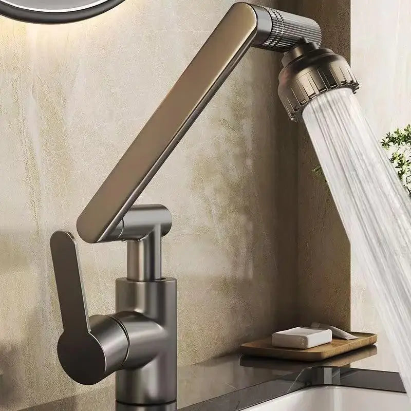 Modern matte black rotating dual-mode faucet kitchen mechanical arm