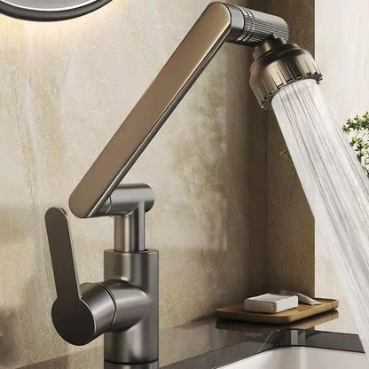 Modern matte black rotating dual-mode faucet kitchen mechanical arm