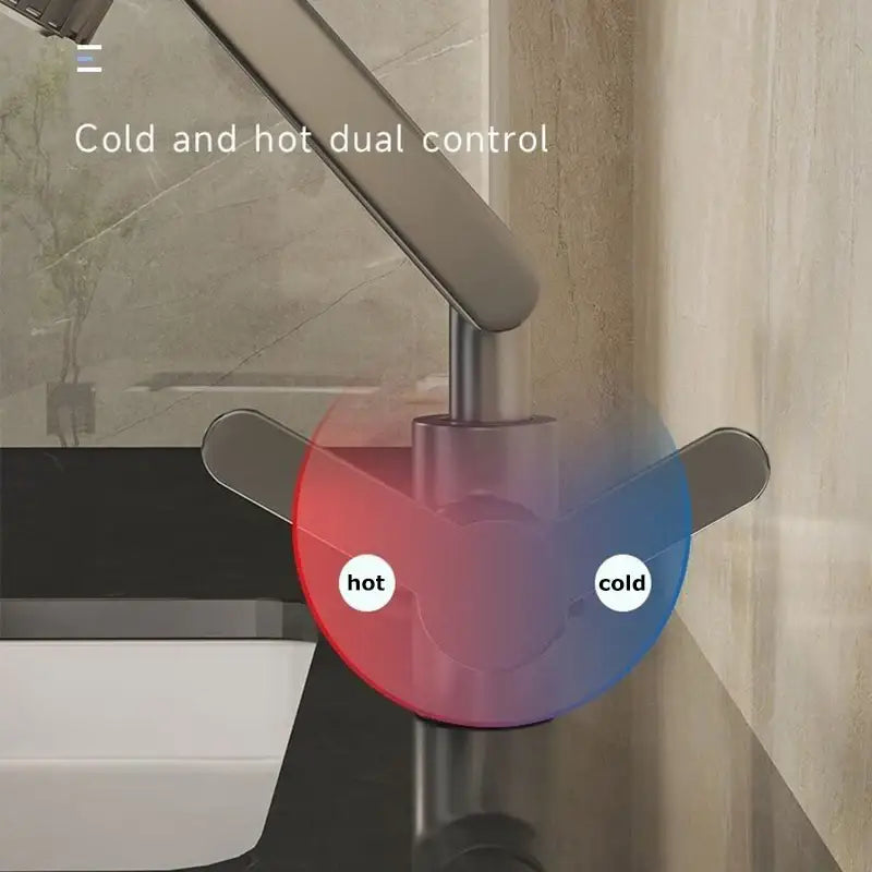 Modern matte black rotating dual-mode faucet kitchen mechanical arm