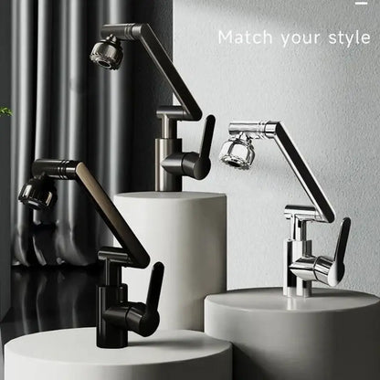 Modern matte black rotating dual-mode faucet kitchen mechanical arm