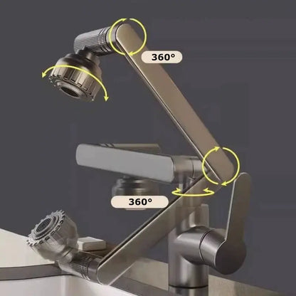 Modern matte black rotating dual-mode faucet kitchen mechanical arm