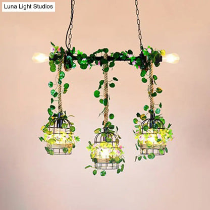Rustic black metal floral island chandelier dining room 110v-120v