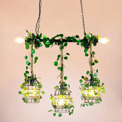 Rustic black metal floral island chandelier dining room 110v-120v