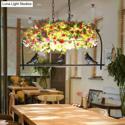 Rustic black metal floral island chandelier dining room 110v-120v