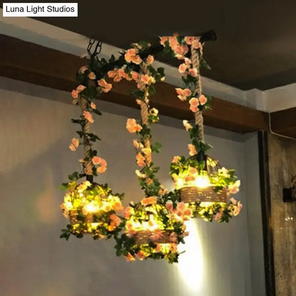 Rustic black metal floral island chandelier dining room 110v-120v