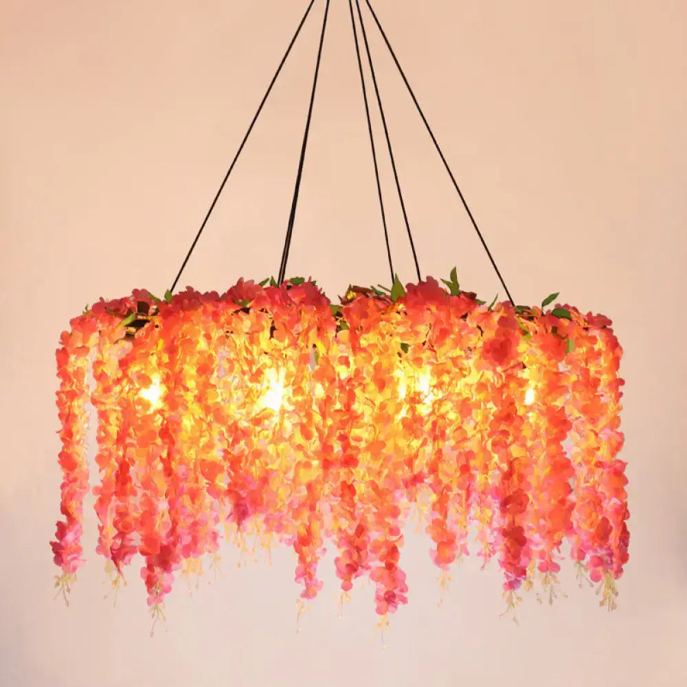 Rustic black metal floral island chandelier dining room 110v-120v