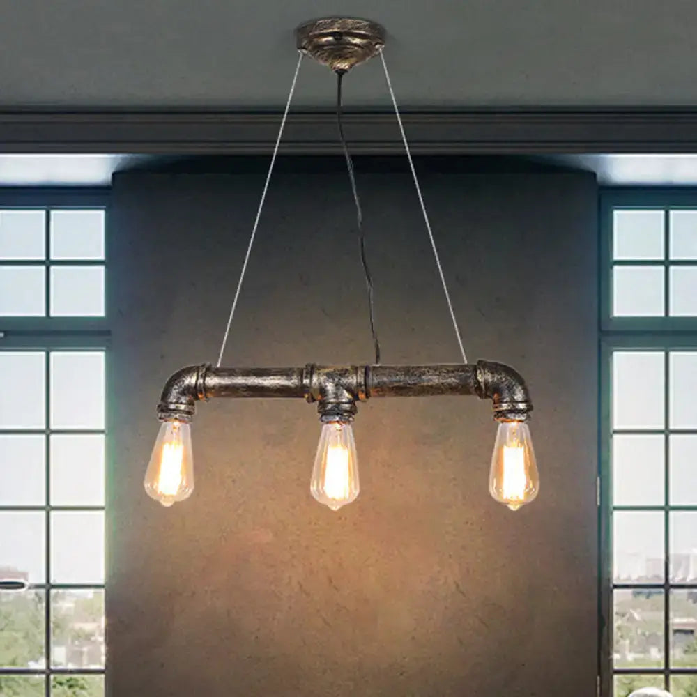 Industrial rustic bronze plumbing pipe iron ceiling light living room