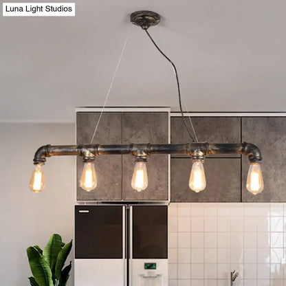 Industrial rustic bronze plumbing pipe iron ceiling light living room