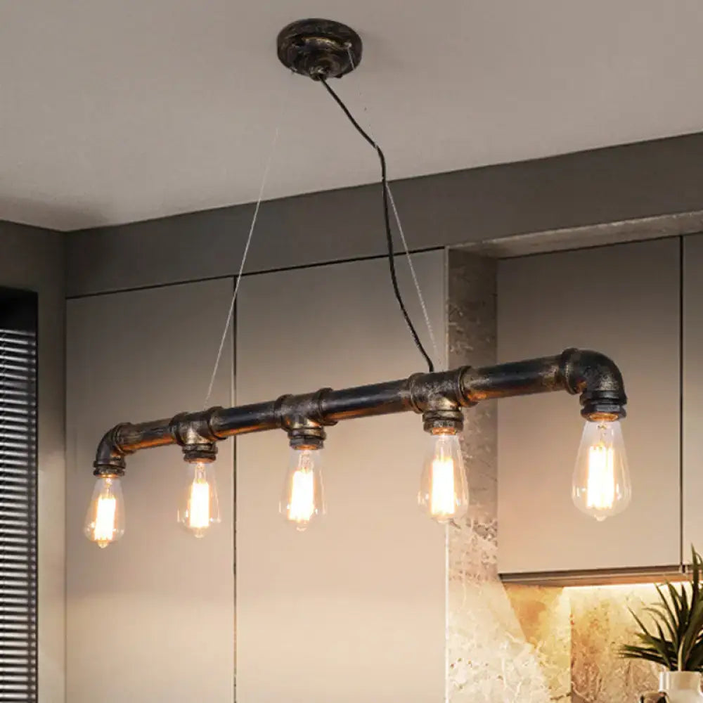 Industrial rustic bronze plumbing pipe iron ceiling light living room