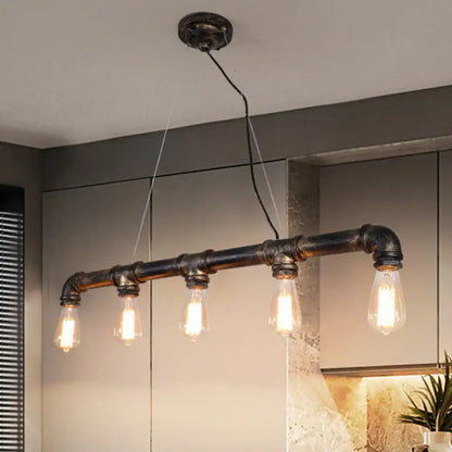 Industrial rustic bronze plumbing pipe iron ceiling light living room
