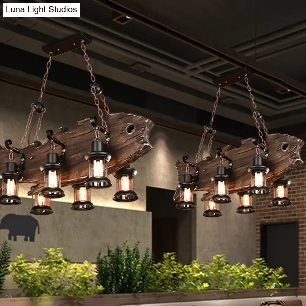 Rustic fish wood island light dining room e26 e27 bulb base fixture