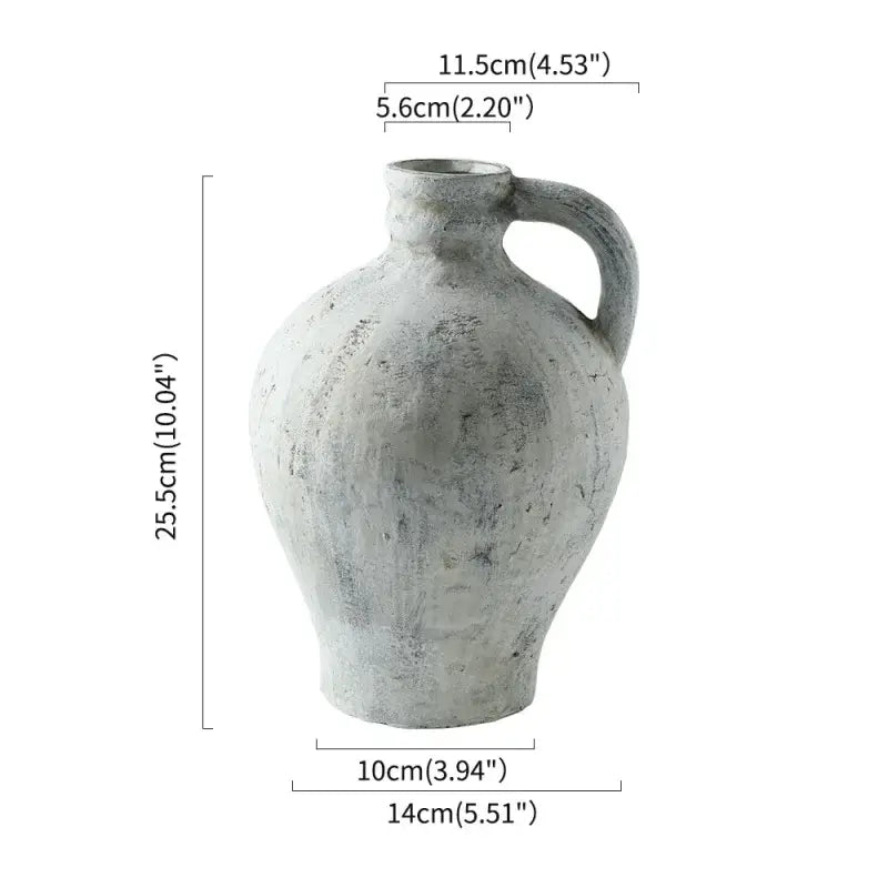 Rustic handmade white ceramic vase living room coarse pottery jug