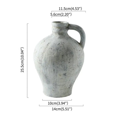 Rustic handmade white ceramic vase living room coarse pottery jug