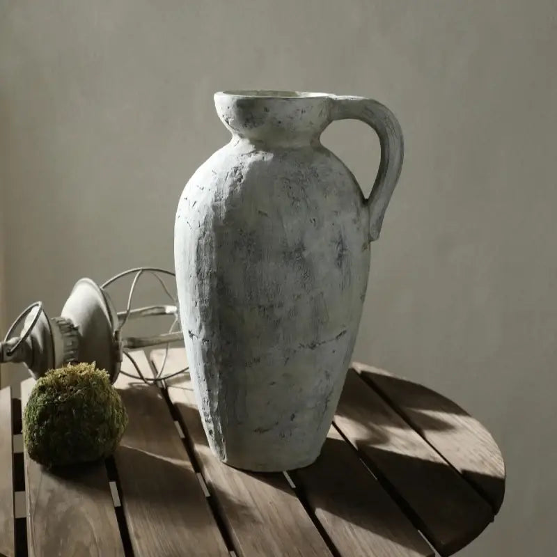 Rustic handmade white ceramic vase living room coarse pottery jug