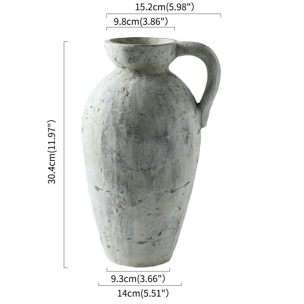 Rustic handmade white ceramic vase living room coarse pottery jug