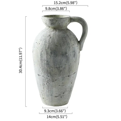 Rustic handmade white ceramic vase living room coarse pottery jug