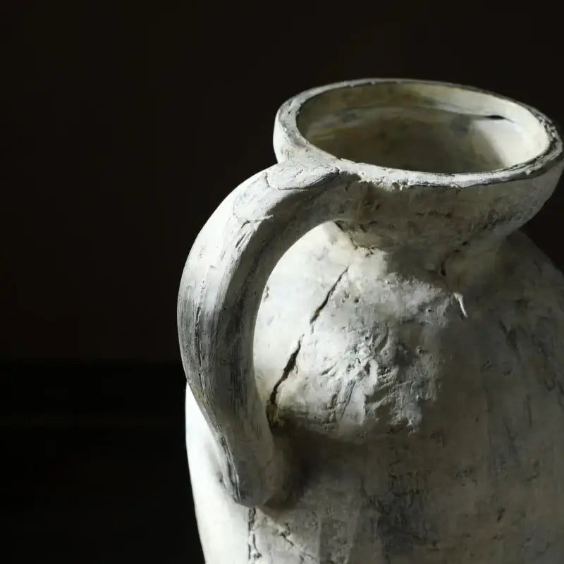 Rustic handmade white ceramic vase living room coarse pottery jug