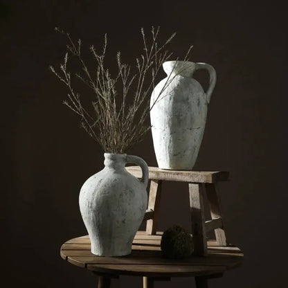Rustic handmade white ceramic vase living room coarse pottery jug