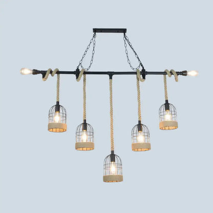 Industrial rustic iron birdcage suspended lighting for dining rooms