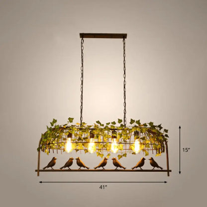 Rustic bronze birdcage island ceiling light kitchen industrial style