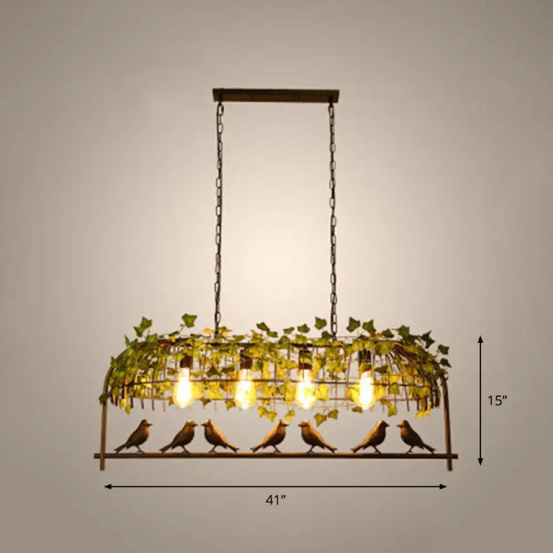 Rustic bronze birdcage island ceiling light kitchen industrial style