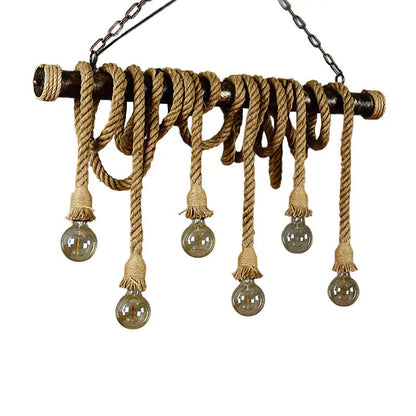 Rustic jute rope island pendant light – kitchen amber bulb fixture