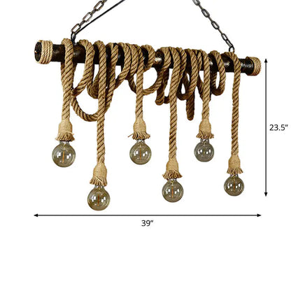 Rustic jute rope island pendant light – kitchen amber bulb fixture
