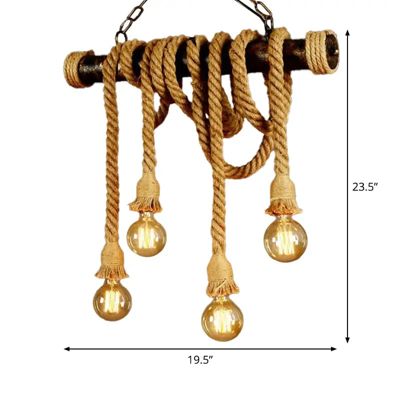 Rustic jute rope island pendant light – kitchen amber bulb fixture