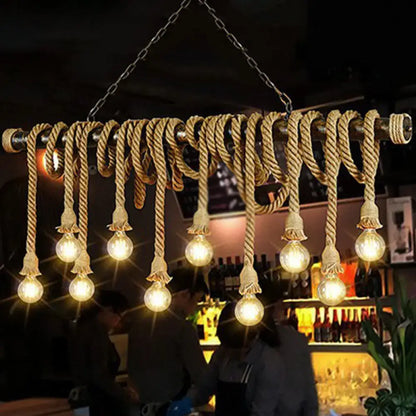 Industrial rustic natural rope island light dining room e26 e27 pendant