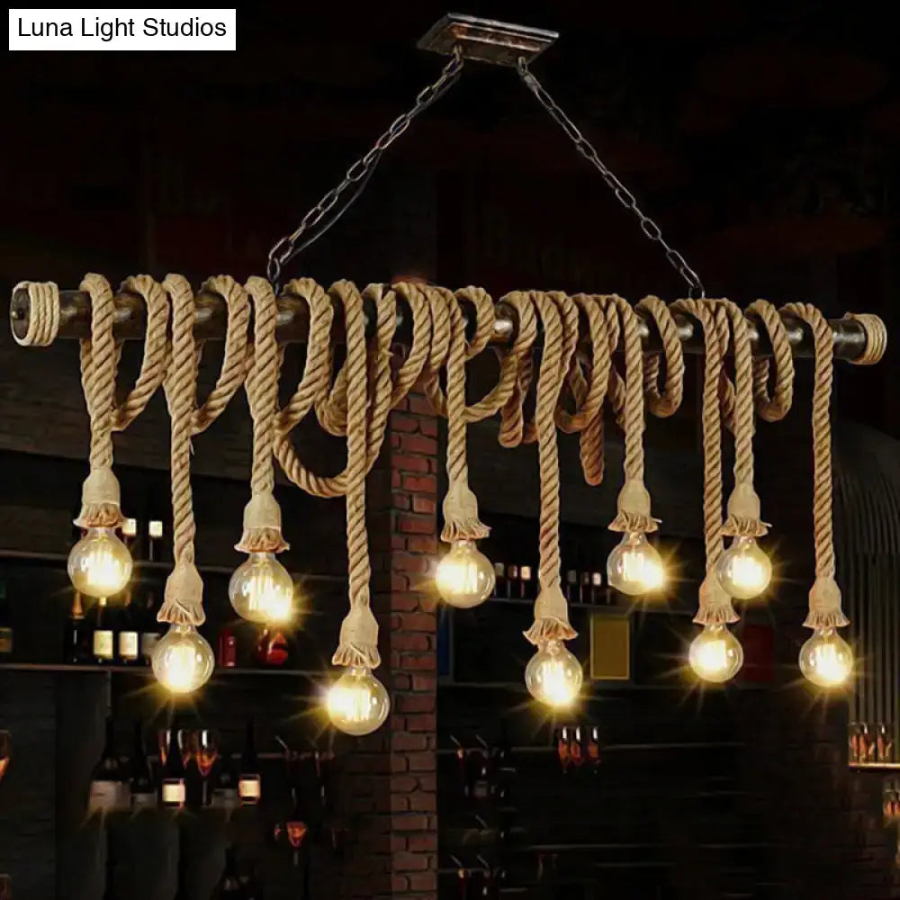 Industrial rustic natural rope island light dining room e26 e27 pendant