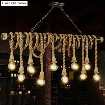 Industrial rustic natural rope island light dining room e26 e27 pendant