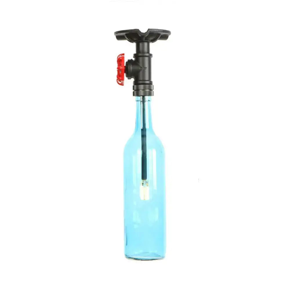 Rustic single light bottle glass semi flush kitchen lamp