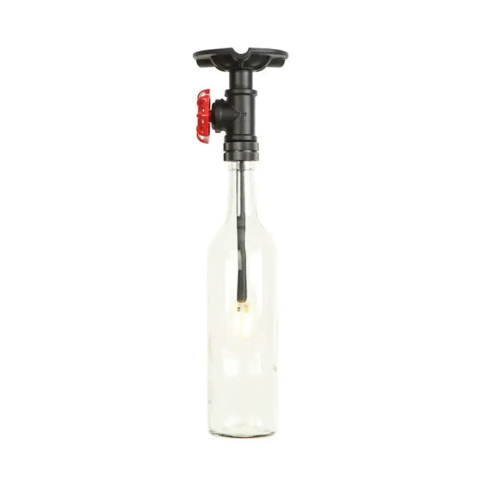 Rustic single light bottle glass semi flush kitchen lamp