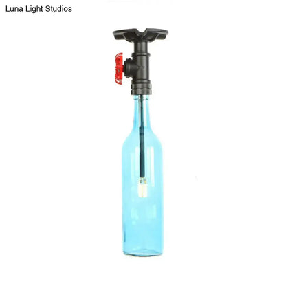Rustic single light bottle glass semi flush kitchen lamp