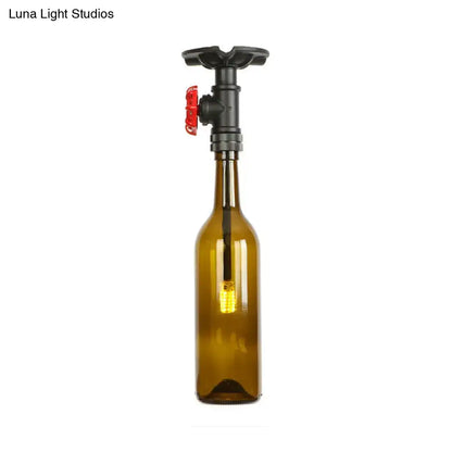 Rustic single light bottle glass semi flush kitchen lamp