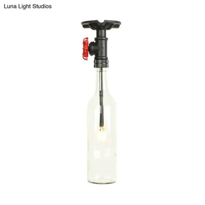 Rustic single light bottle glass semi flush kitchen lamp