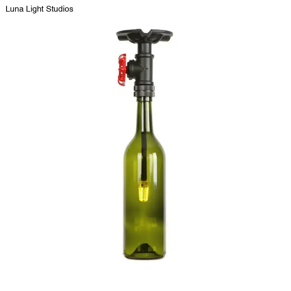 Rustic single light bottle glass semi flush kitchen lamp