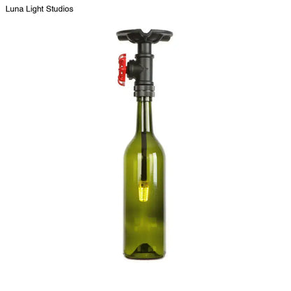 Rustic single light bottle glass semi flush kitchen lamp